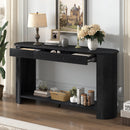 U_Style 59.8'' Modern Oak Veneer Console Table with 3 Drawers,Farmhouse Entryway Table with Shelf,Wood Sofa Table with Semi-Circular Design, Suitable for Living Room,Hallway,Entryway, Foyer, Corridor