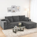 Modern L-Shaped Corduroy Sectional Sofa, No Assembly Vacuum Compressed Modular Corner Couch for Small Space Living Room, Grey Striped Fabric Chaise Lounge Sofa