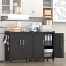Heavy-Duty Rolling Metal Storage Cabinet With Lock & 2 Keys, Industrial Mobile Steel Tool Locker With 360° Silent Caster Wheels & Brakes, Adjustable Shelves, Side Hooks & Top Guardrail For Garage, Kit