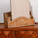 Desk Organiser Handmade Mango Wood Natural