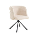 Modern 270° Swivel Upholstered Desk Chairs Set of 2 in Beige, Chenille Fabric with Metal Base for Home Office, Bedroom, Living Room, Study, Dining Room