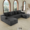 137.8*70.9'Modular sectional sofa seat,Upholstered compressed couch for living room,Bedroom,Apartment,No assembly required,4 PC free combination,Plush corduroy fabric,GREY
