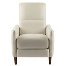 Upholstered Push Recliner Chair with Rubber Wood Legs in Beige Fabric for Living Room or Bedroom
