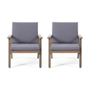 Temecula set of 2 Outdoor Acacia Wood Club Chairs with Cushions