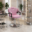 90°-140° Reclining Barber Chairs for Barbershop, Heavy Duty Hydraulic Pump 360°Swivel Salon Chair for Hair Stylist -PINK
