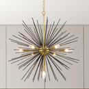 Sputnik Chandelier, 7 Lights Satellite Pendant Light fixtures, 25.6'' Modern Starburst Firework Metal Ceiling Light for Dining Room, Bedroom, Kitchen, Hallway, Entryway, Black and Gold, E12