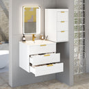 24inch Wall Mounted Floating Cabinet w/Side Cabinet Combo, Rectangular Vanity, Small Bathroom Sink With Single Faucet Hole and Overflow, Modern Bathroom Cabinet with Ceramic Basin Sink