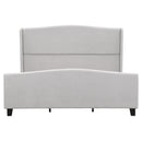 King Size Platform Bed Frame with 49.21' Tall Headboard and 27.17' High Footboard, Teddy Velvet, 12 Slats, Solid Wood Legs, No Box Spring Needed, Gray
