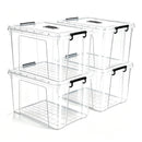 360 QT Clear Storage Bins with Lids, 4 Pack 90 QT-Stackable Plastic Organizer for Home, Office, Garage, BPA-Free, Heavy-Duty, See-Through Containers with Secure Latches & Handles
