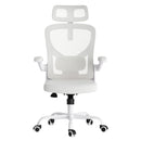 Ergonomic Office Chair, Home Office Desk Chair with Headrest, High Back Computer Chair with Armrests and Adjustable Lumbar Support for Home Office Study Room, White