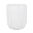 Modern Outdoor Lightweight Concrete Side Table with Geometric Design in Antique White