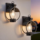 Dusk to Dawn Outdoor Wall Sconce, 12' Outside Wall Lights with Seeded Glass Shade, Modern Black Wall Mount Light Fixture, Waterproof Exterior Lighting Fixtures for House Porch Garage, 2-Pack