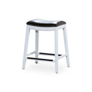 24' Counter Stool, White Finish, Black Leather Seat