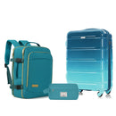 3-Piece Luggage Set  - 20in Checked Suitcase with TSA Lock Travel Duffel Bag Wet-Dry Toiletry Bag,blue