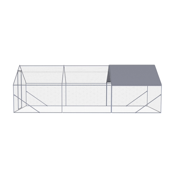 XPT035 Outdoor Chicken Coop Large Space Silver Grey Metal 20x10x6FT for Farm Use
