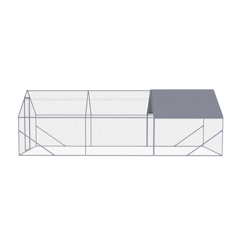 XPT035 Outdoor Chicken Coop Large Space Silver Grey Metal 20x10x6FT for Farm Use