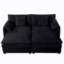 Deep Seat Sectional Cloud Sofa with 2 Ottomans & Soft Pillows, Modular Loveseat Couch, Black Chenille, 75.59 x 57.48 inches