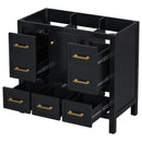 36'' Bathroom Vanity without Sink, Solid Wood Frame Bathroom Storage Cabinet, Freestanding Vanity with 5 Drawers& Soft Closing Doors (NOT INCLUDE BASIN SINK, SAME as N710P175431B)