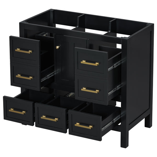 36'' Bathroom Vanity without Sink, Solid Wood Frame Bathroom Storage Cabinet, Freestanding Vanity with 5 Drawers& Soft Closing Doors (NOT INCLUDE BASIN SINK, SAME as N710P175431B)