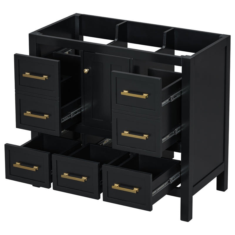 36'' Bathroom Vanity without Sink, Solid Wood Frame Bathroom Storage Cabinet, Freestanding Vanity with 5 Drawers& Soft Closing Doors (NOT INCLUDE BASIN SINK, SAME as N710P175431B)