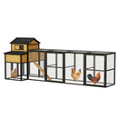 150' Black Large Wooden Chicken Coop Outdoor Hen House with Run and Nesting Boxes, Pull-Out Tray, Sliding Door, Predator-Proof Wire Mesh for 4-6 Chicken