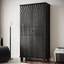 64.5'' Tall Accent 4Door Cabinet,Hollow Sideboard Buffet Cabinet with Wood 3D Doors,and 1 Drawer for Living Room, Dining Room, Entryway, Hallway, Black