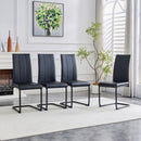 4-Pack PU Upholstered Dining Chairs - Black Modern Kitchen Side Chairs with Sturdy Black Powder-Coated Metal Tube Legs, Comfortable High-Back Seating for Dining Room, Kitchen & Living Room