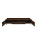 Modern 78 inch TV Stand for TVs up to 85' with Closed Storage, Soft-Closing Hinges, Iron Legs in Walnut MDF Finish