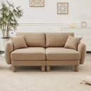 Boucle Fabric 2-seater Loveseat Sofa Couch With  Distinctive Shell-shaped Armrests,Cylindrical Legs Wrapped with Self-fabric,Coffee Color