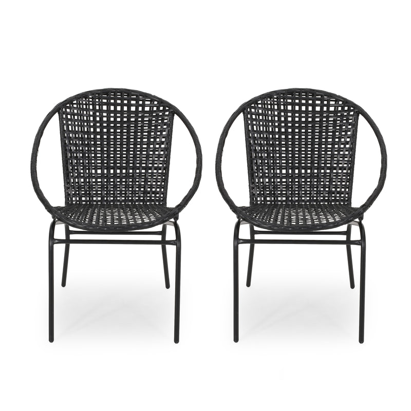Modern JAVA Chair with Comfortable Design in Black Rattan, 26 x 28.75 x 32.75 inches