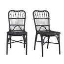 Outdoor PE Wicker Patio Dining Chairs Set of 2, Grey, Hand-Woven Rattan with Iron Frame
