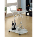 Allen White and Chrome 2-Tier Glass Shelf Metal Bar Cart