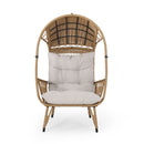 Outdoor Wicker Standing Basket Chair With Cushion, Brown