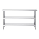 Stainless Steel Food Prep Table, 14 x 60 x 34 Inch Commercial Kitchen Worktable, with 2 Adjustable Undershelf, Heavy Duty Prep Table Metal Work Table for BBQ, Kitchen, Home, and Garage