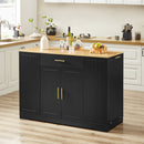 53'' Kitchen Storage Islands with Drawers and Trash Can Storage for Kitchen & Dining. Modern Farmhouse Design, Black, 53.2'W x 20.9'D x 38.0'H.