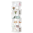 ON-TREND Φ23.6'' Rotating Shoe Rack Tower, 7-Tier Spinning Shoe Shelf with 5 Grids Per Layer, Display Rack, 360° Revolving Shoe Carousel Closet Organizer for Entryway, Living Room, White