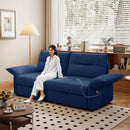 This is a multi-functional sofa with a 85-inch convertible sofa bed. It is in a two-in-one design, suitable for both sitting and lying. It is made of plush fabric and is suitable for both living rooms