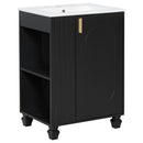 Classic Retro 24' Bathroom Vanity with Sink, Door Shelf, Side Open Storage, Solid Wood Frame, Soft Closing Door, Black