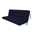 3 Seater Outdoor Porch Swing Cushion with Backrest, 5 Inch Extra Thick Waterproof Replacement Cushion in Dark Blue, Polyester Blend for Garden Patio Furniture