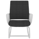 Minimalist Modern Office Chair with Metal Frame, Soft Mesh Backrest, Comfortable Polyurethane Cushion, White+Black, Suitable for Home & Office Use