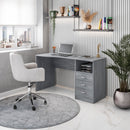 Classic Computer Desk with Multiple Drawers, Grey
