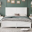 Farmhouse Style Queen Size Bed with Barn Door Designed Headboard and Footboard,  Pinewood Bed with Strengthened Bed Frame ,White
