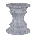 Modern Round Outdoor End Table with Marble Faux Terrazzo Finish, Durable MGO & Fiberglass Blend, 15.35in Diameter for Patio, Garden, Deck or Indoor Use
