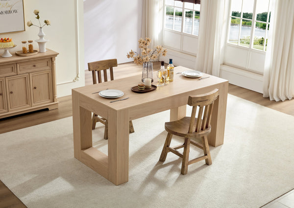 Farmhouse Kitchen Dining Table for 4-6 People, Rectangular Dining Table for Dining Room, Living Room, Kitchen with Sturdy Wood Legs Farmhouse Full MDF Trim, Easy Assembly