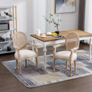 French Vintage Upholstered Fabric Dining Armchair, Set of 2, Beige