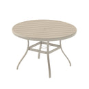 Outdoor Round Patio Dining Table for 6-7, All Weather Metal Dining Table with Umbrella Hole for Deck Lawn Garden Backyard, Sandstone Color