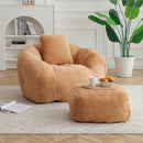 Giant Bean Bag Chair, Oversized Bean Bag Couch for Adults and Kids, Faux Fur Shell-Shaped Large Chair with Filler, Stuffed Big Accent Sofa Lounge Floor Sofa for Gaming,Reading Living Room Bedroom