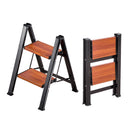 2 Step Ladder, Folding Step Stool with Wide Anti-Slip Pedal and Comfort Handgrip, Lightweight 330 lbs Capacity Portable Aluminum Plant Support, Multi-Use for Adults, Home Repairing, Cleaning