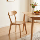 100% Solid Wood Dining Chairs, Mid Century Modern Dining Chairs with Curved Backrest, Kitchen Chair with Adjustable Foot Pads for Dining Room, Kitchen, Living Room, Study (1PK, Natural Wood Color)