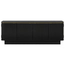 Mid-Century Modern TV Stand for 70 Inch TV, Fluted Wood Media Console with Adjustable Shelves and Cable Holes, Entertainment Center with Storage Cabinets, FarmhouseTV Cabinet for Living Room